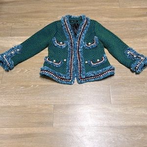 Green tweed blazer/ jacket